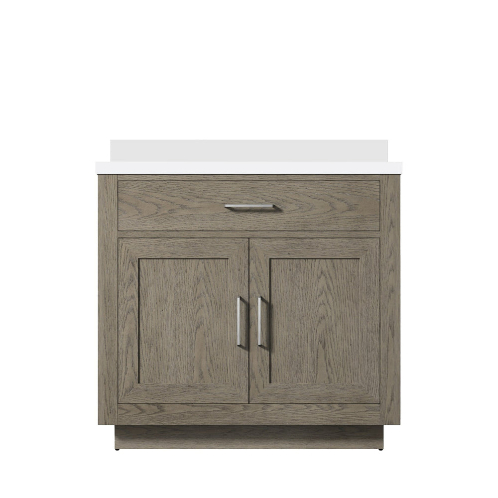 English Elm Grey Oak Single Bath Vanity With Cultured Marble Top - Elegant Design, Soft-Close Doors, Easy Install B2731P257679
