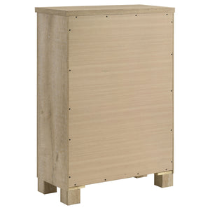 English Elm Sansome Weathered Oak 5-Drawer Chest of Drawers with Dark Bar Pulls, Spacious Top & Compact Footprint B062P378348