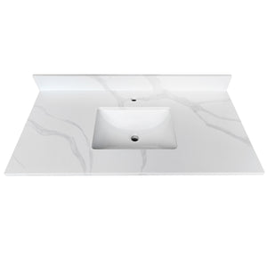 English Elm 43-inch Carrara Quartz Vanity Top Undermount Sink Backsplash Stain Resistant Bath W2699P459407