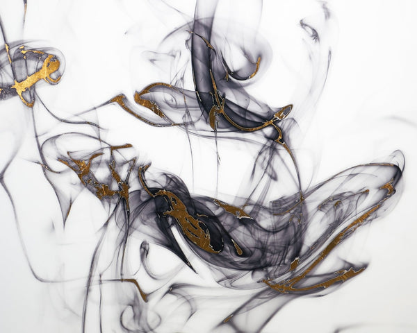 Sunpan SMOLDERING Charcoal Frame Art - 48" x 48" High-Gloss Acrylic with Gold Leaf Accents for Dramatic Style A0243