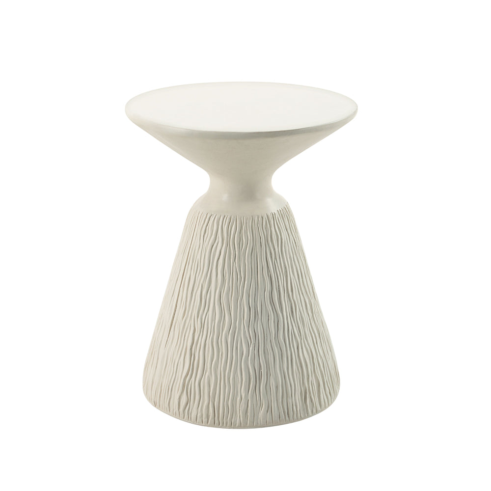 English Elm Duane Natural White Faux Concrete Accent Table — Round Engineered Stone Side Table, Eco-Friendly Modern Design B2726P246010