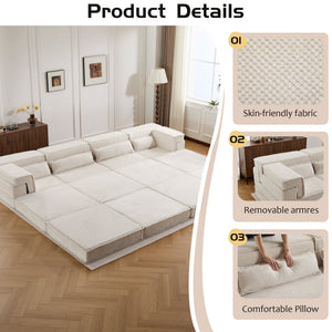 English Elm Compression Modular Floor Sofa Bed - Cozy, Versatile Lounge With Memory Foam & No Assembly Needed! W3723S00039