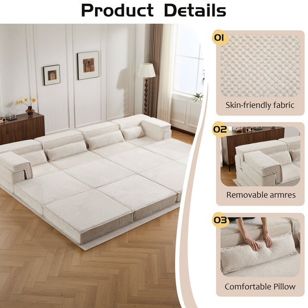 English Elm Compression Modular Floor Sofa Bed - Cozy, Versatile Lounge With Memory Foam & No Assembly Needed! W3723S00039