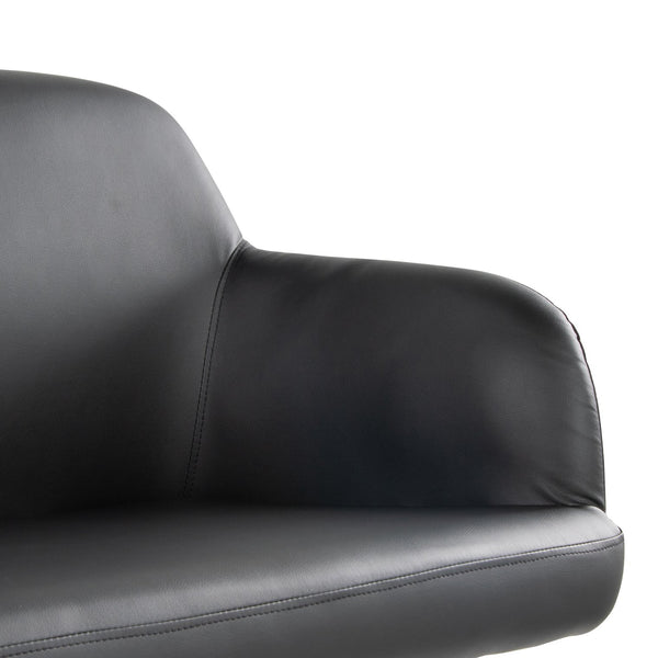 English Elm High Back Faux Leather Two Seat Bench with Matte Steel Frame for Entryway or Bedroom B202P471365