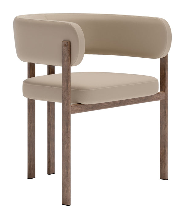 Ruge Dining Chair Set of 2 - Stylish Beige Vinyl, Modern Design for Elegant Dining & Lounge Spaces