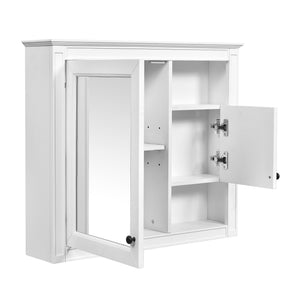 English Elm 32'' Modern Medicine Cabinet with Mirror, Wall-Mounted 3-Shelf Bathroom Storage, White MDF Finish N710P252505K