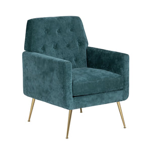 Crestview Collection Modern Accent Chair - Stylish Upholstered Furniture With Button Tufting And Gold Legs For Any Room Blue Polyester Evfzr4352pblu