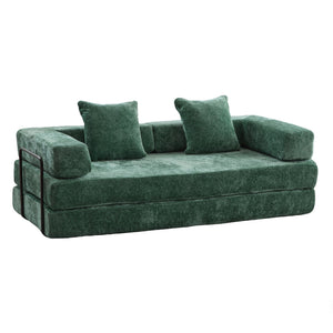 English Elm Floor Couch - Versatile Convertible Futon Sofa Bed With Pillow Back Support, Chenille Comfort & Style W3723P343693