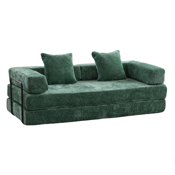 English Elm Floor Couch - Versatile Convertible Futon Sofa Bed With Pillow Back Support, Chenille Comfort & Style W3723P343693