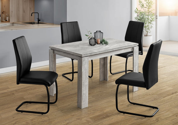 English Elm Dining Table with Reclaimed Wood Look Top and Thick Block Legs, Seats 4, Compact Farmhouse Style Grey 52 L x 35 W x 5 H B2710P218831