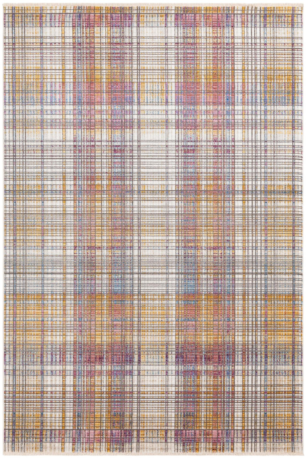 Unique Loom Deepa Gingham Machine Made Geometric Rug Multi, Blue/Yellow/Pink/Peach/Purple/Ivory/Light Blue/Light Brown/Light Green/Light Salmon 5' 3" x 7' 10"