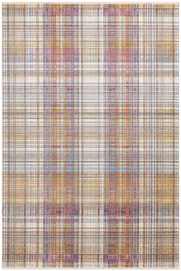 Unique Loom Deepa Gingham Machine Made Geometric Rug Multi, Blue/Yellow/Pink/Peach/Purple/Ivory/Light Blue/Light Brown/Light Green/Light Salmon 5' 3" x 7' 10"