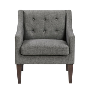 English Elm Contemporary Button-Tufted Accent Chair with Plush Fabric, Curved Arms and Solid Wood Legs for Living Dark Gray 26.5 L x 28.5 W x 22.5 H B011P281835