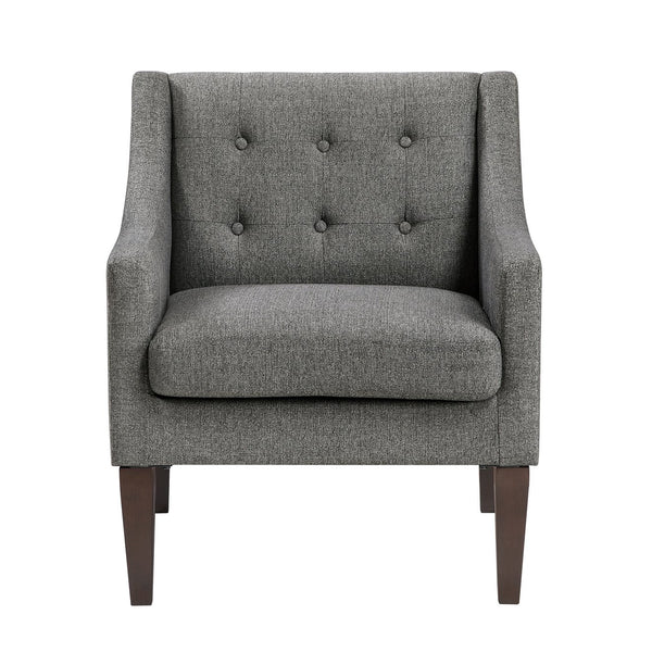 English Elm Contemporary Button-Tufted Accent Chair with Plush Fabric, Curved Arms and Solid Wood Legs for Living Dark Gray 26.5 L x 28.5 W x 22.5 H B011P281835