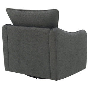 English Elm Nikko Charcoal Upholstered Swivel Chair with Plush Bouclé, Glide Motion, Sloping Arms & Cozy Cushions B062P353269