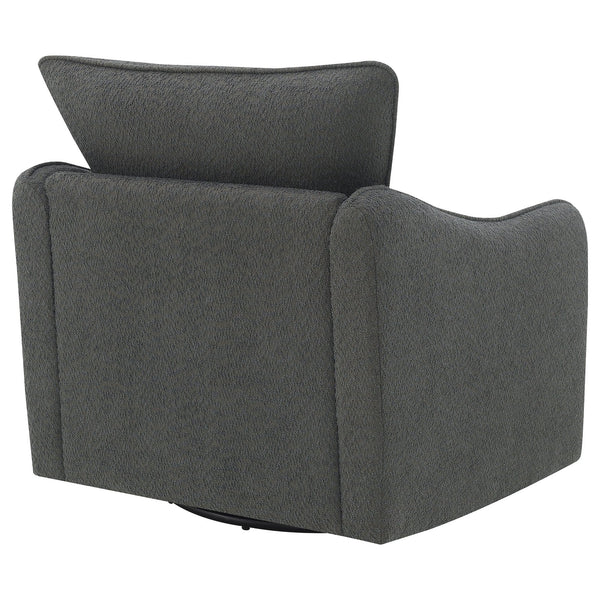 English Elm Nikko Charcoal Upholstered Swivel Chair with Plush Bouclé, Glide Motion, Sloping Arms & Cozy Cushions B062P353269