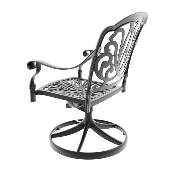 English Elm Cast Aluminum Swivel Patio Chair Set with Ornate Frame and All-weather Cushions W1710S00668