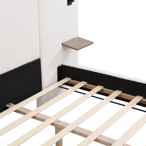 English Elm Christopher Knight Home® - Chic Boucle Upholstered Bed With Integrated Lights & Shelving For Modern Bedrooms, King Size N769P264787K