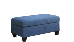 English Elm Domenico Tufted Polyester Sectional Sofa with Chaise Storage Ottoman and Accent Pillows Blue B2749S00203