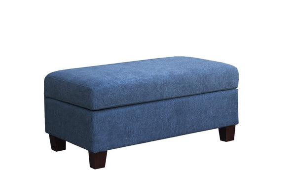 English Elm Domenico Tufted Polyester Sectional Sofa with Chaise Storage Ottoman and Accent Pillows Blue B2749S00203