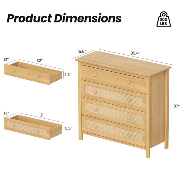 English Elm Sideboard Buffet Cabinet - Modern Wooden Console With 4 Drawers For Home, Kitchen & Living Room Decor T3623P380118-GIGA