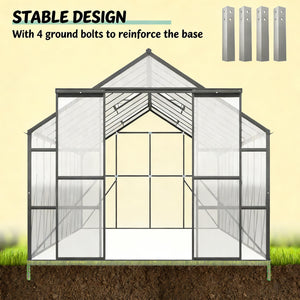 English Elm Practical Walk-in Greenhouse with Aluminum Frame and Uv Polycarbonate Panels for Gardens T3971S00165
