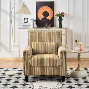 English Elm Modern Striped Upholstered Accent Chair with Arms, Nailhead Trim, Solid Wood Frame and Plush Foam Seating Yellow W3373P363921