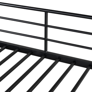 English Elm Twin Metal Loft Bed with Upper Grid Storage Shelf and 4-Layer Ladder Shelves for Space Saving Black SF100081AAB