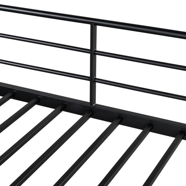 English Elm Twin Metal Loft Bed with Upper Grid Storage Shelf and 4-Layer Ladder Shelves for Space Saving Black SF100081AAB