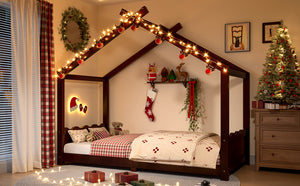 English Elm Twin House Frame Floor Bed Solid Pine Kids Room Montessori Low Profile Play Nook Espresso W1580P387837