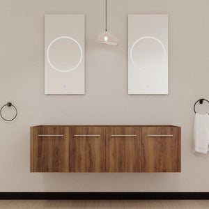English Elm 60 Inch Wall-mounted Bathroom Vanity Cabinet with Soft-Close Doors, Eco Plywood, Scratch & Water-Resistant Finish Brown Ebony W999P208034