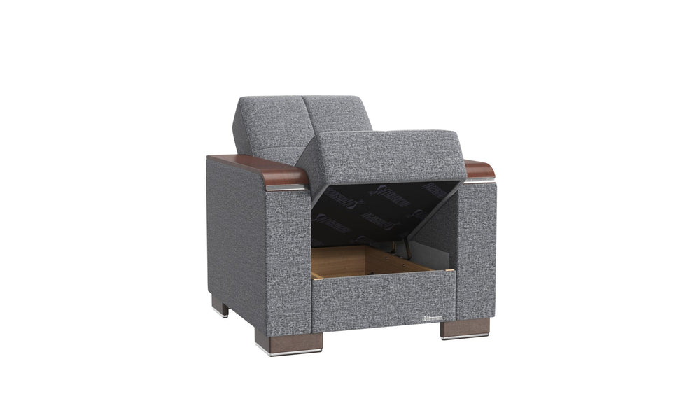 English Elm Primenest Zenaero Convertible Armchair With Hidden Storage & Sleeper Function – Grey Upholstery B030P286206-GIGA