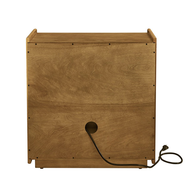 English Elm Mid Century Modern Nightstand With Charging Station, 2 Drawers & Open Shelf For Stylish Storage Solutions W1801P303392