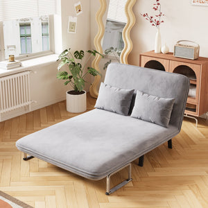 English Elm 39″ Convertible Chair Bed with Adjustable Backrest & Pillow, Steel-Frame Sleeper Chair for Small Spaces Comfortable Multifunctional Lounge Sofa LIGHT GREY W1767P192812