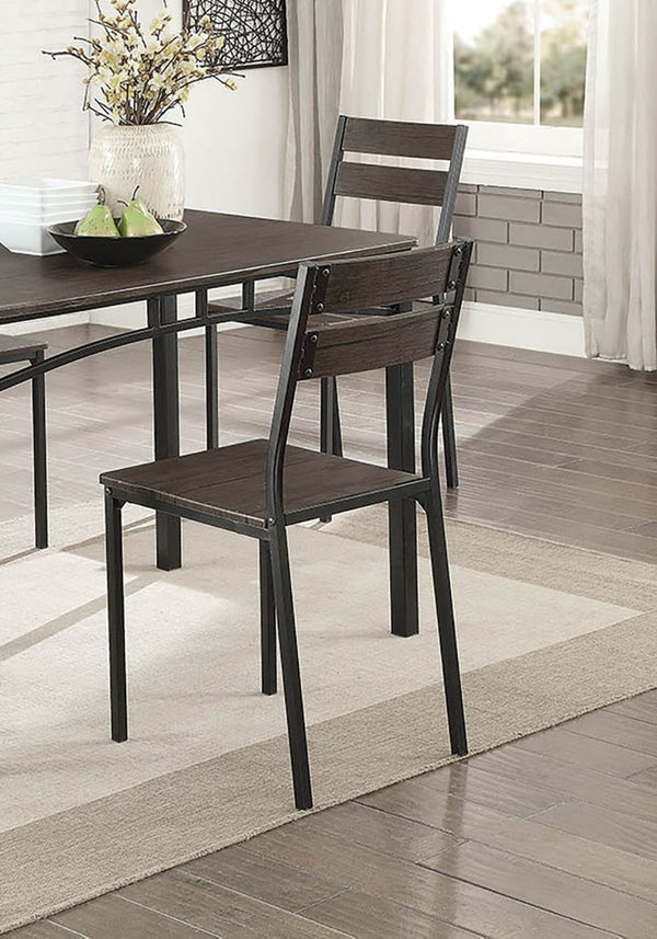 English Elm Dining Rustic Industrial 5pc Counter Height Set with Weathered Wood Seats and Sturdy Metal Frame, Casual Comfort Antique brown,Black 46 L x 30 W x 5 H B2741P320839