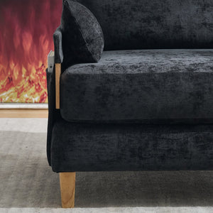 English Elm Foldable mid-century sleeper sofa bed recliner 3-in-1 convertible for small spaces with pillows and storage Black W395P290560