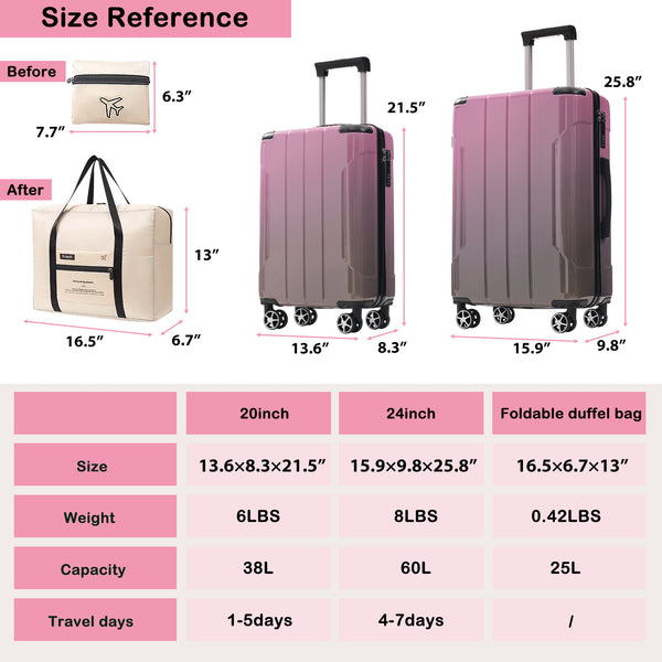 English Elm Luggage 3 Piece Polycarbonate Hardshell Set with Tsa Lock and Spinner Wheels N730P298383P