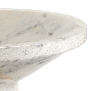 Vincent White Marble Bowl with Brass Base - Elegant Chiseled Design for Modern Home Decor