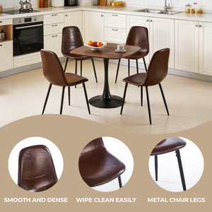 English Elm Pvc Sleek Matte Black Dining Chair Set of 4 for Kitchen Studio or Cafe Use W3766P436152