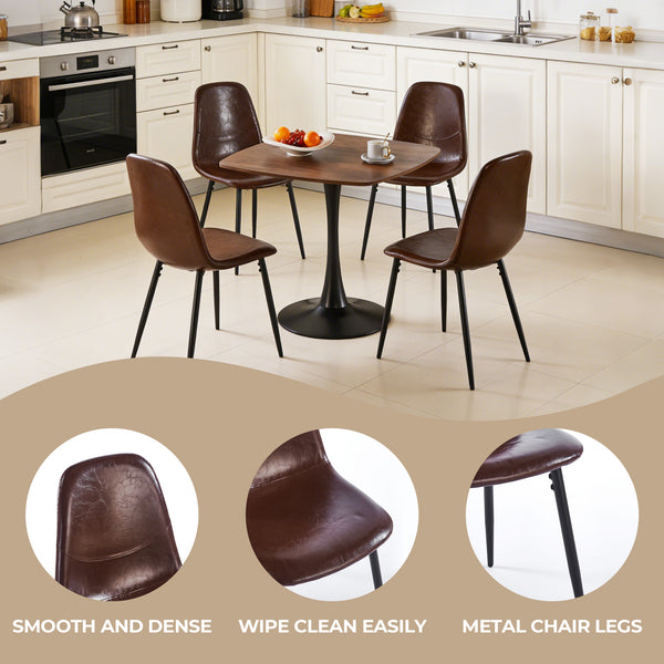 English Elm Pvc Sleek Matte Black Dining Chair Set of 4 for Kitchen Studio or Cafe Use W3766P436152