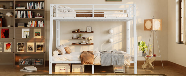English Elm Metal Full Xl Over Queen Bunk Bed – Space-Saving, Durable Steel Frame, No Box Spring Needed, Easy Setup W1580S00288