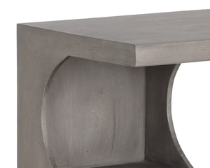 Sunpan Catrine Desk - Handcrafted Mid-Century Modern Design with Unique Curves and Artisan Shelving Elements Grey