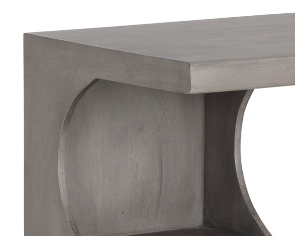 Sunpan Catrine Desk - Handcrafted Mid-Century Modern Design with Unique Curves and Artisan Shelving Elements Grey