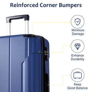 English Elm Hardshell Abs Checked Suitcase with 360 Spinner Wheels Expandable Tsa Lock 28 Inch Blue N730P296747C