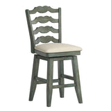 Homelegance By Top-Line Juliette French Ladder Back Counter Height Swivel Stool Green Rubberwood