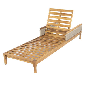 English Elm Solid Acacia Wood Outdoor Chaise Lounger Wicker Armrests Four Position Poolside N762P392954E