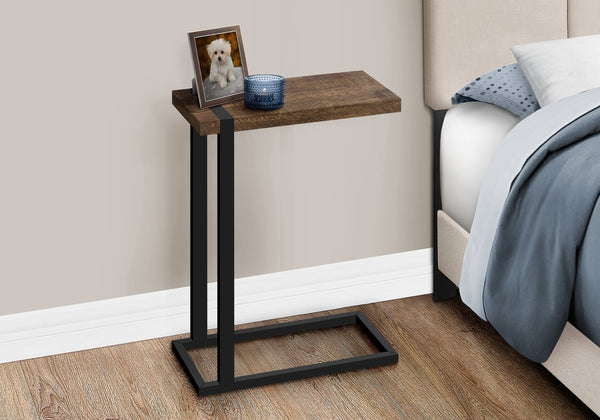 English Elm Accent C-Shaped Side Table with Reclaimed Wood-Look Top and Sleek Metal Frame for Small Spaces Brown 28 L x 13 W x 6 H B2710P219144