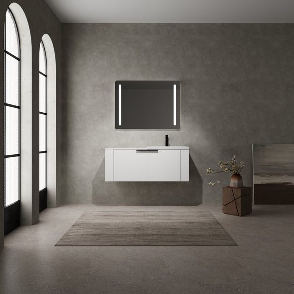 English Elm 48 Modern Bathroom Vanity Sink Combo with Soft-Close Doors, Engineered Wood, Spacious Storage, Easy Assembly Ameican White Oak W1972S00012