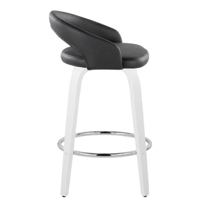 English Elm Fixed-height Swivel Counterstools with Faux Leather Seats and Chrome Footrest Set of 2 B202S01832