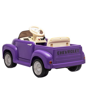 English Elm 12v Chevrolet 3100 Licensed Vintage Pickup Ride on Truck with Led Lights and Parent Remote Purple W1578P214181